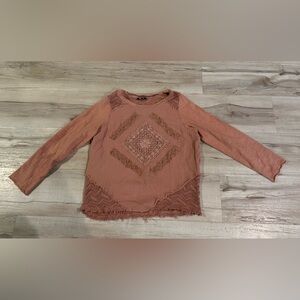 Women's Boho Lace Detail Top - Blush Pink